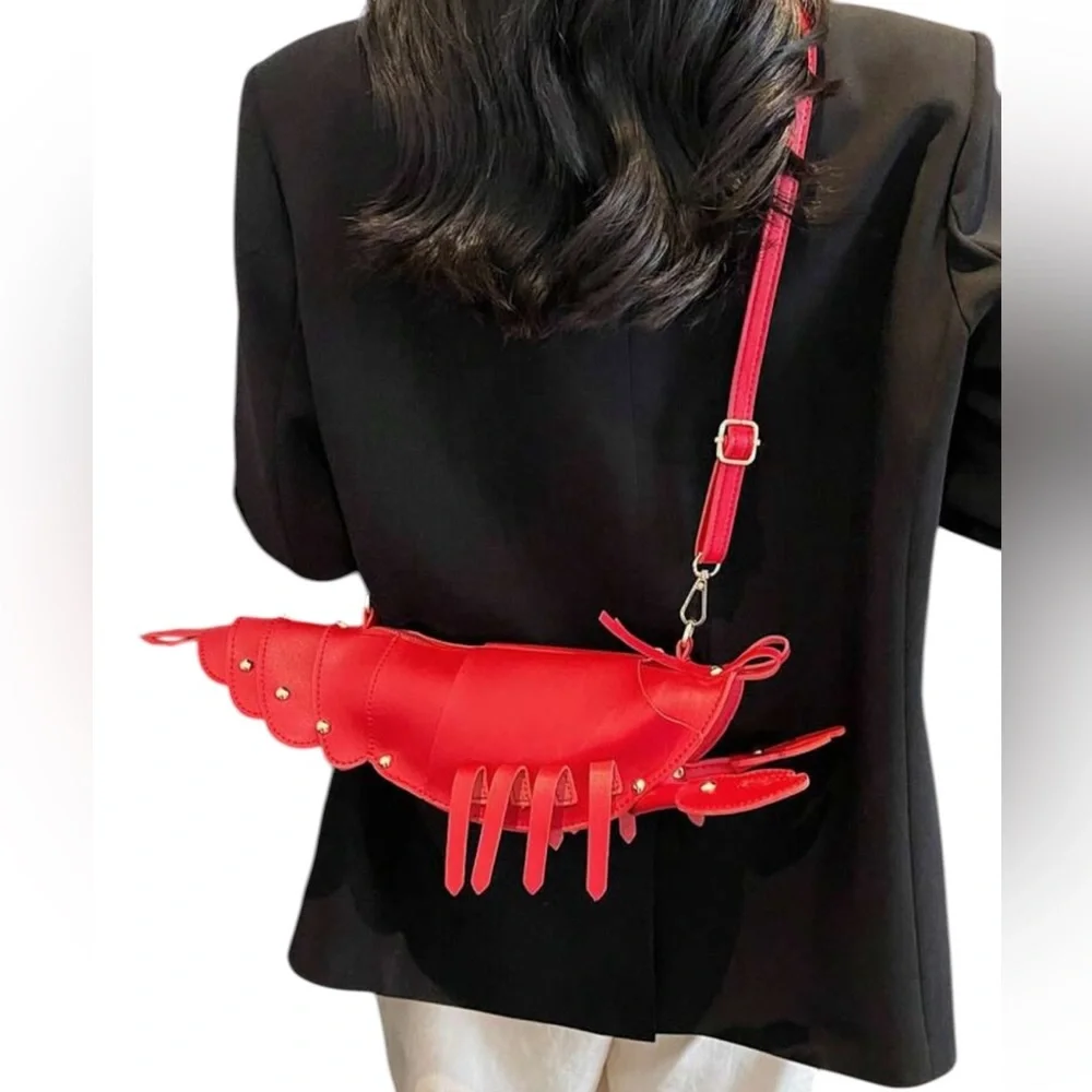 Boutique Red Lobster Statement Bag Coastal Chic Crossbody Purse - Picture 6 of 16